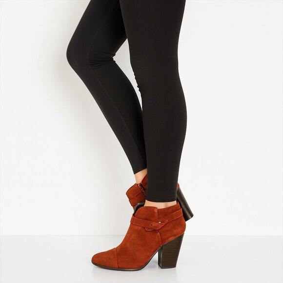 Rag & Bone Harrow Suede Booties 39 / 8.5 | Brown Ankle Boots 70s Retro Moto Boho - Picture 1 of 10